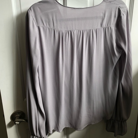 Lush Grey Silk Womens Blouse Bell Sleeve Medium - Picture 4 of 5